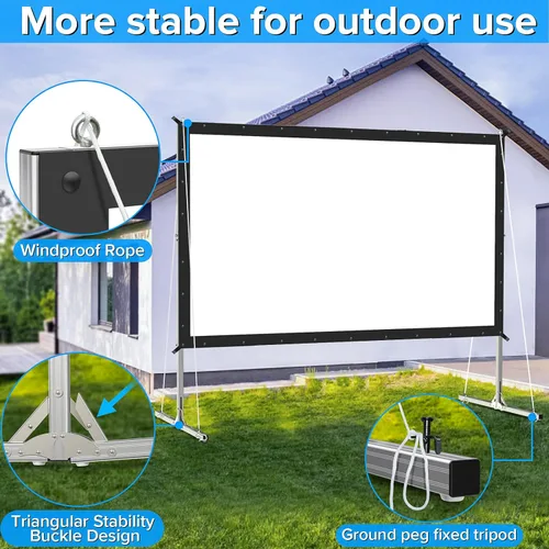 Miniatura 5 de Pantalla de Proyector para Interiores, JWSIT Pantalla de Cine para Exteriores de 100 pulgadas - PVC Mejorado de 3 Capas 16:9 Pantalla de Proyector