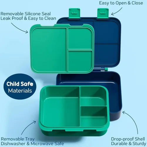 Miniatura 8 de Fimibuke - Lonchera Bento para Niños - Juego de Caja de Almuerzo Bento para Niños Pequeños con 3 Compartimentos, Botella de Agua de Acero A3.
