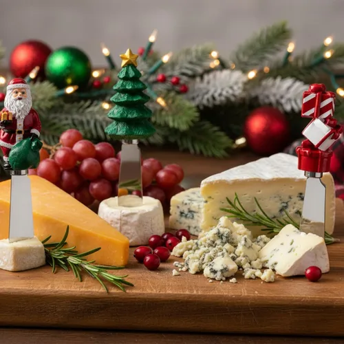 Miniatura 3 de UP UPware - Esparcidores de queso con temática navideña, asas de resina pintadas a mano con cuchillas de acero inoxidable para untar queso crema