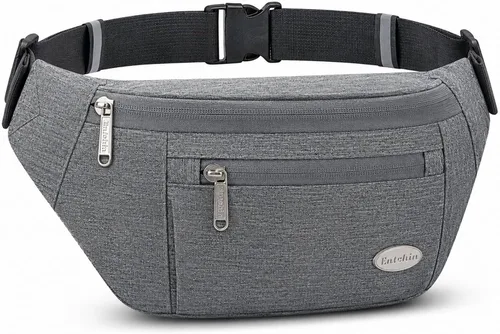 Entchin Riñonera para mujeres y hombres, bolsa cruzada con 4 bolsillos con cremallera, bolsa de cintura ajustable, uno de los regalos esenciales de