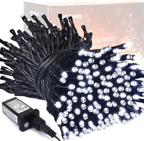 Miniatura 33 de JMEXSUSS Guirnalda de luces de Navidad de 200 LED azules y blancas, 66 pies, de exterior, expansible, para árbol, fiesta o decoración de hogar