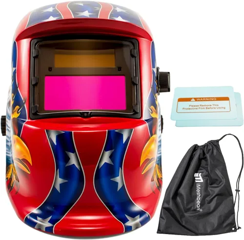 Miniatura 10 de iMeshbean Casco de soldadura de oscurecimiento automático Máscara de capucha accionada solar con lente adicional ANSI aprobado por el ANSI, diseño