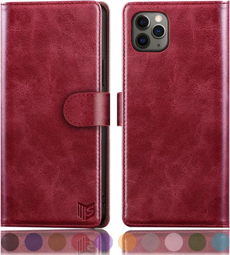 Miniatura 9 de SUANPOT Funda de piel tipo cartera para iPhone 11 Pro Max de 6.5 pulgadas con bloqueo RFID, soporte para tarjetas de crédito, funda de teléfono