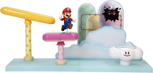 Miniatura 8 de Super Mario Cloud World Diorama Set con figura de acción Running Mario de 2.5 pulgadas