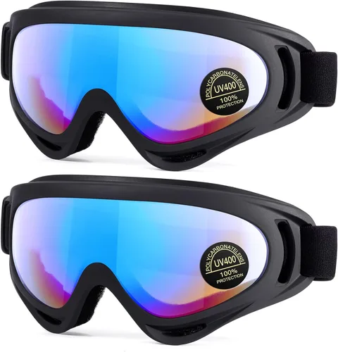 MAMBAOUT Paquete de 2 gafas de esquí de nieve, gafas de snowboard para hombres, mujeres, jóvenes, niños, niños o niñas