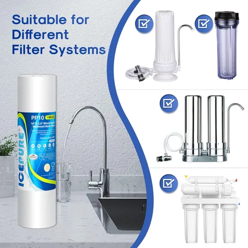 Miniatura 9 de ICEPURE Filtro de agua para toda la casa de 10 x 2.5 pulgadas, 1 micrón, para cualquier unidad de RO de 10 pulgadas, Dupont WFPFC5002, Aqua Pure