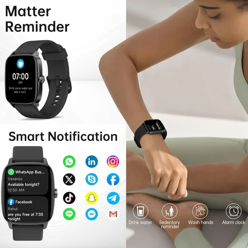Miniatura 3 de Relojes inteligentes para mujeres y hombres con llamada Bluetooth y voz IA, rastreador de fitness HD de 1.85" con monitor de frecuencia cardíaca