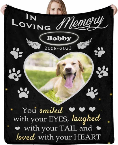 Miniatura 18 de Artsadd Manta de memoria personalizada, regalo personalizado con imagen de perro, manta conmemorativa, regalo de condolencias para amantes