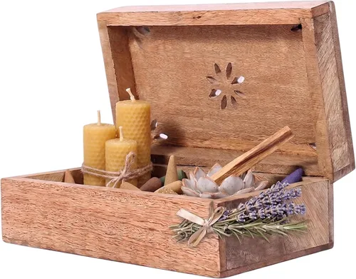 Miniatura 10 de Mela Artisans Serena Caja de madera de mango – Caja de almacenamiento de madera hecha a mano para joyas, accesorios y decoración del hogar – Mango