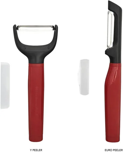 Miniatura 3 de KitchenAid Juego de pelador universal Y y Euro, 2 piezas, rojo imperio