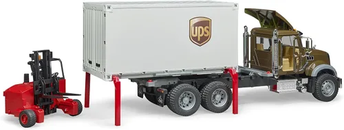 Miniatura 5 de Bruder 02828 Camión de logística Mack Granite Ups con vehículos montacargas - Juguetes