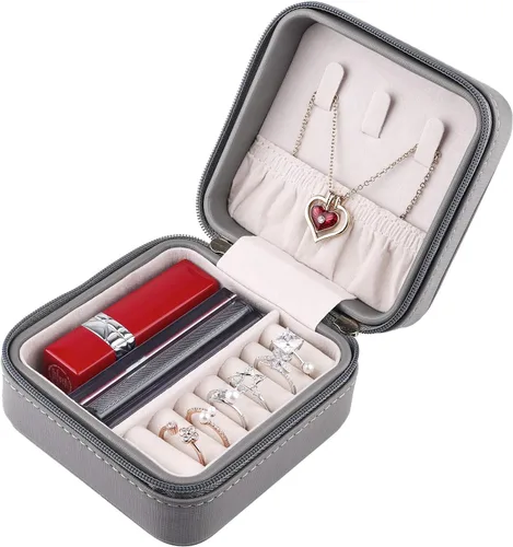 Miniatura 2 de Duomiila - Caja de joyería pequeña, mini organizador de viaje portátil, para anillos, aretes, collares. Un regalo para niñas y mujeres
