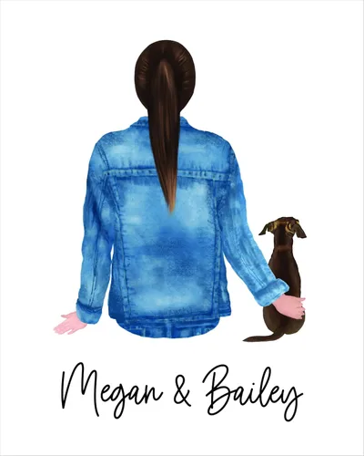 Regalo personalizado para mejor amiga, impresión de niña y perro, sin marco, impresión artística de 8 x 10 o 11 x 14, regalo de mamá de perro, idea