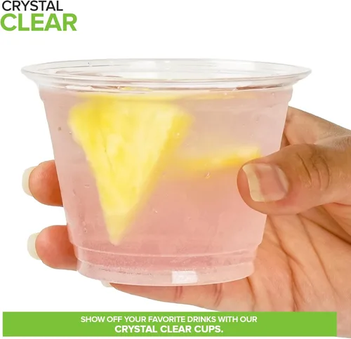 Miniatura 4 de Stock Your Home Vasos fríos transparentes de ácido poliláctico (PLA) de 9 onzas, paquete de 50 vasos desechables para agua, vino, cerveza, muestras