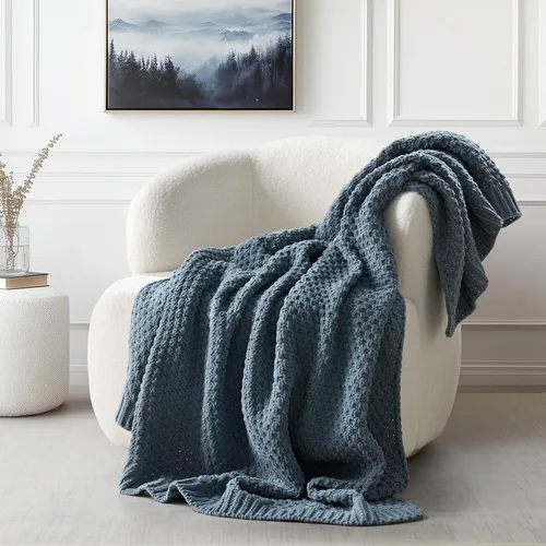Miniatura 28 de EVERGRACEHOME Manta de punto de chenilla gruesa para sofá, suaves y lujosas mantas de punto con punto musgo para cama, acogedoras mantas decorativas