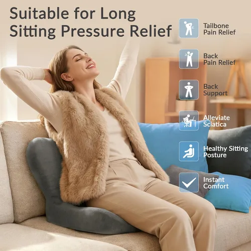 Miniatura 4 de Exclusivo Mezcla Cojín de asiento de espuma viscoelástica, cojines ergonómicos para aliviar el dolor del coxis, almohadilla de asiento Gris