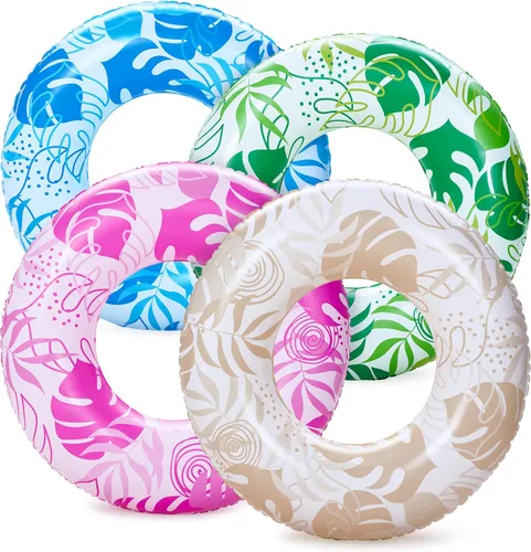 Miniatura 10 de Sloosh 4 Pack Inflatable Pool Floats, Pool Tube Rings, Swim Tubes, Floaties Toys, Beach Swimming Party Toys for Kids and Adults