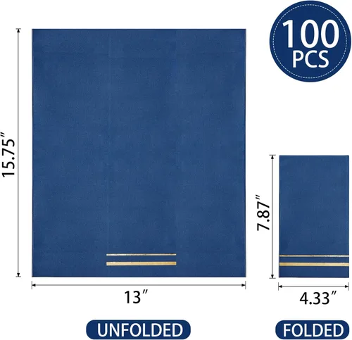Miniatura 2 de BUCLA 100 servilletas desechables de 3 capas – Servilletas de papel azules desechables de alta calidad – Servilletas de cena desechables suaves