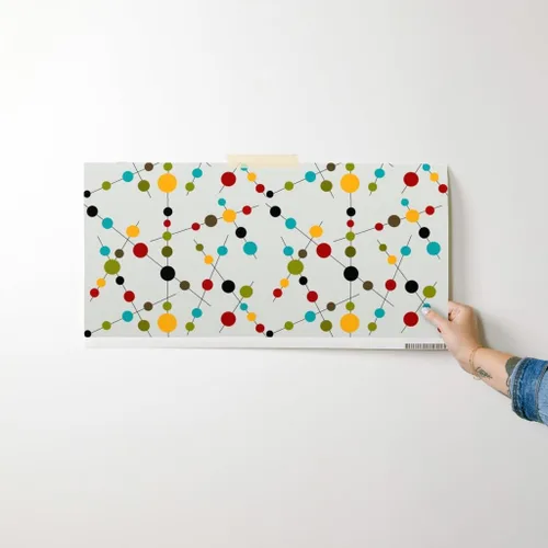 Miniatura 7 de Muestras de papel tapiz para despegar y pegar, barras de burbujas, círculos abstractos modernos de mediados de siglo, retro, puntos vintage, ciencia