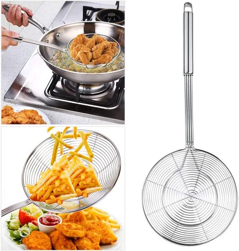 Miniatura 6 de Colador Espumadera de Araña, Swify Cuchara Coladora Asiática de Acero Inoxidable con Mango para Freidora Profunda de Cocina, Pasta, Espaguetis