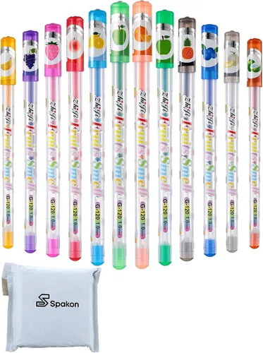 Miniatura 7 de Spakon 36 bolígrafos de gel perfumados con purpurina para niños, lindos bolígrafos de gel de escritura suave para colorear para niños, rellenos