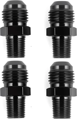 Miniatura 6 de 4AN macho a 1/8NPT adaptador de unión recta de conector de tubería de aluminio negro 4 piezas