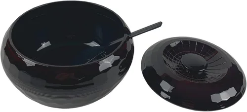 Miniatura 4 de JapanBargain 2073, cuenco de arroz con tapa y pala de paleta de arroz, recipiente de arroz japonés Ohitsu chino asiático restaurante arroz