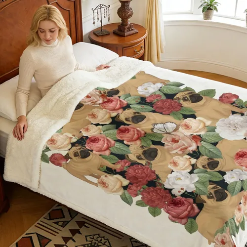 Miniatura 27 de Autumn Teddy Dog Patchwork Sherpa Blanket Fall Cozy Throw Blanket Cute Puppy Quilt Style Warm Soft Blanket for Couch Sofa Bedroom Decor 50x60 Inches