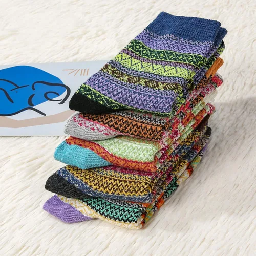 Miniatura 2 de Zando Athletic Sports Knit Pattern Womens Winter Socks Crew Cut Cashmere Retro Thick Warm Soft Wool Socks