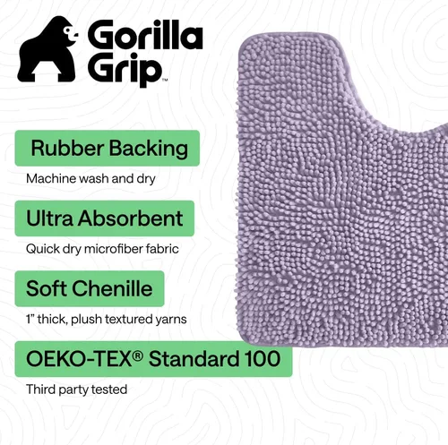 Miniatura 236 de Gorilla Grip - Tapete de baño de felpilla gruesa, suave y absorbente, secado rápido, de microfibra, con reverso de caucho, para piso de ducha, Nube
