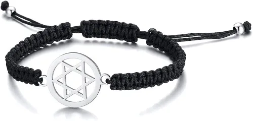 MEALGUET 1-5 pulseras de acero inoxidable con dije de estrella de David trenzadas, joyería judía, regalo religioso para hombres y mujeres, Metal