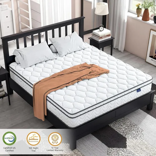 Miniatura 6 de Vesgantti Colchón tamaño individual, híbrido de 9 pulgadas en una caja con espuma viscoelástica y resorte de bolsillo, diseño ergonómico y alivio