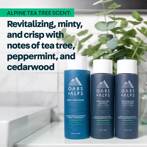 Miniatura 6 de Oars + Alps Acondicionador sin sulfato para hombre, infundido con aceite de hamamelis y árbol de té, árbol de té alpino, 13.5 onzas líquidas