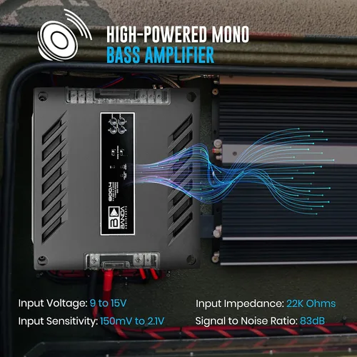 Miniatura 7 de Amplificador de audio para vehículos de 4 canales, amplificador mono de alta potencia de 200 WRMS con filtro subsónico y filtro de paso bajo estable