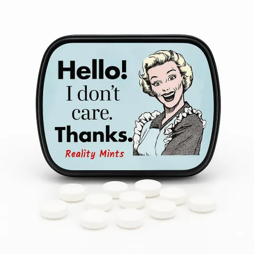 Miniatura 2 de I Don't Care Thanks Mints – Wintergreen Breath Mints – Regalo novedoso de dulces para mujeres – Lata coleccionable con bisagras de caramelo sin
