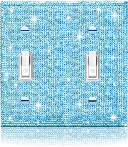 Miniatura 29 de 4 piezas de placa de pared rosa plateado brillante cubierta decorativa interruptor de luz cubierta de interruptor de palanca única diamantes