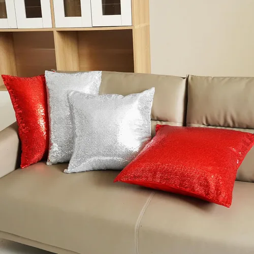 Miniatura 3 de Poise3EHome Fundas de almohada de lentejuelas de 18 x 18 pulgadas, fundas de almohada decorativas plateadas para sofá, cama, sala de estar, Navidad