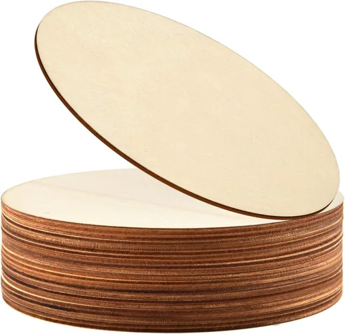 Miniatura 11 de Coopay 16 círculos de madera de 10 pulgadas, rebanadas de madera redondas sin terminar, recortes de madera natural para colgar puertas, pintura