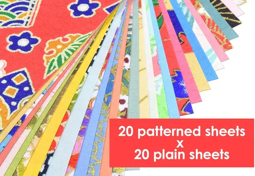 Miniatura 4 de Papel tradicional japonés Mino Washi Chiyogami Washi, colorido papel de origami Yuzen, diseño surtido, 5.9 en 40 hojas