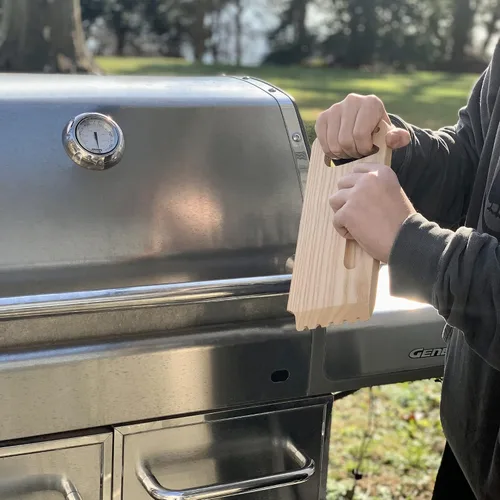Miniatura 3 de Outset Limpieza de parrilla, raspador de parrilla de madera, limpiador de barbacoa de bambú de 10