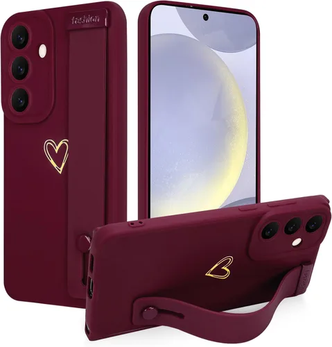 Miniatura 20 de Funda magnética compatible con Samsung Galaxy S25 Ultra para mujeres y hombres, estética flor de durazno, correa de muñeca ajustable incorporada