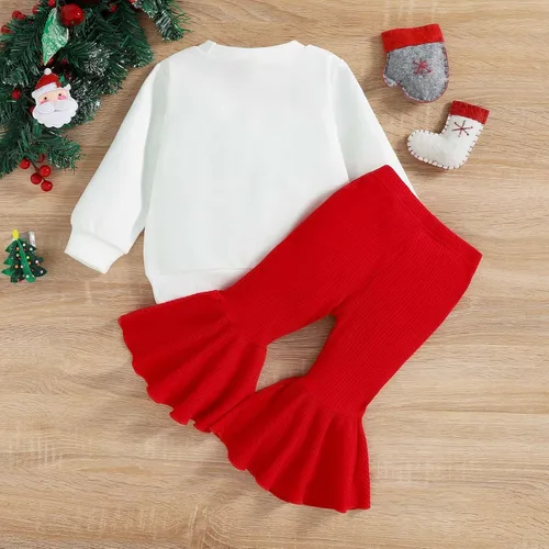 Miniatura 83 de Conjunto de sudadera con cuello redondo y estampado de pastel de calabaza para niña, camiseta y pantalones acampanados