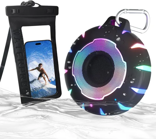 Miniatura 15 de HEYSONG Altavoz Bluetooth impermeable para ducha, duradero y portátil con sonido claro, ideal para ducha, piscina, playa y kayak, gran regalo