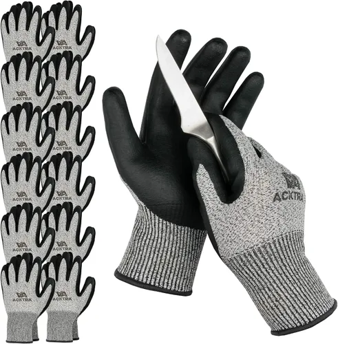 Miniatura 11 de Guantes de trabajo de seguridad resistentes a cortes de nivel 5 ACKTRA, 12 pares
