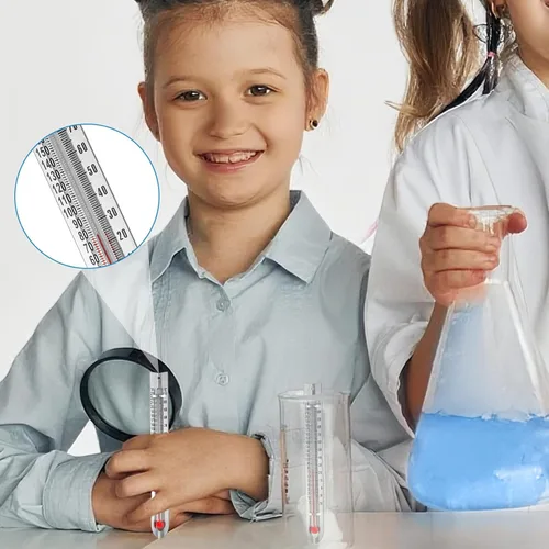 Miniatura 6 de Tellegloww 12 Piezas Termómetros de Ciencia en Forma de V, Doble Escala, Termómetro de Laboratorio Sin Mercurio para Suministros Escolares