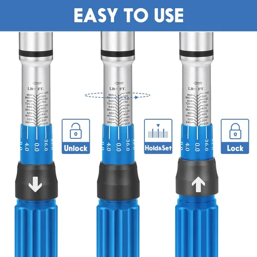 Miniatura 8 de BULLTOOLS Llave dinamométrica de clic de accionamiento de 1 pulgada, juego de llaves dinamométricas ajustables de doble escala con una llave Unidad