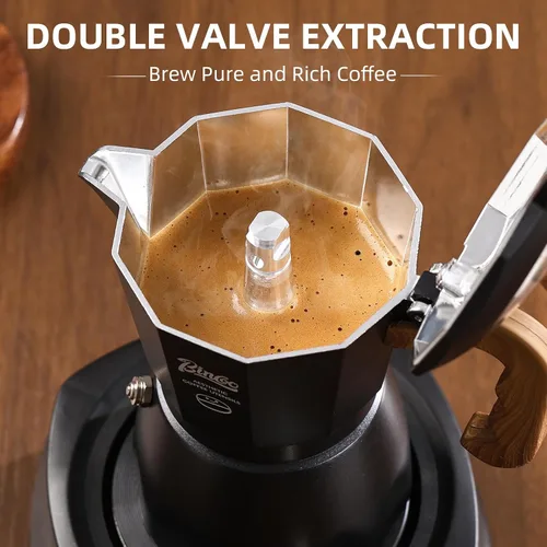 Miniatura 3 de Cafetera espresso para estufa, cafetera italiana para estufa de gas y eléctrica, olla pequeña para café italiano y cubano, 2 tazas de espresso