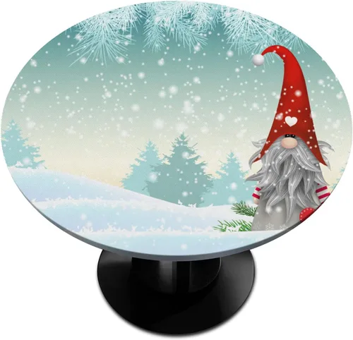 Miniatura 16 de Mantel redondo ajustable para árbol de Navidad de 36 a 42 pulgadas, diseño de copos de nieve, impermeable, lavable, con bordes elásticos, decoración
