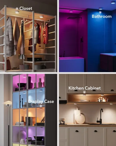 Miniatura 8 de Luces LED recargables de disco con control remoto, luces de botón con pilas de 2400mAh, luces adhesivas magnéticas para tocar, luz inalámbrica