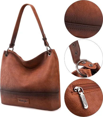 Miniatura 100 de Wrangler Hobo - Bolsas para mujer de cuero vegano con asa superior, bolsos de hombro y bolsos